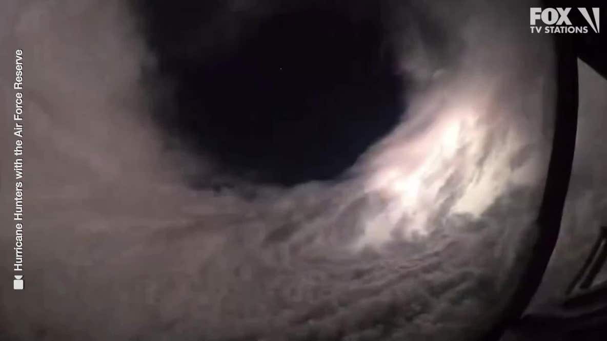 Eerie footage of eye of Hurricane Lee